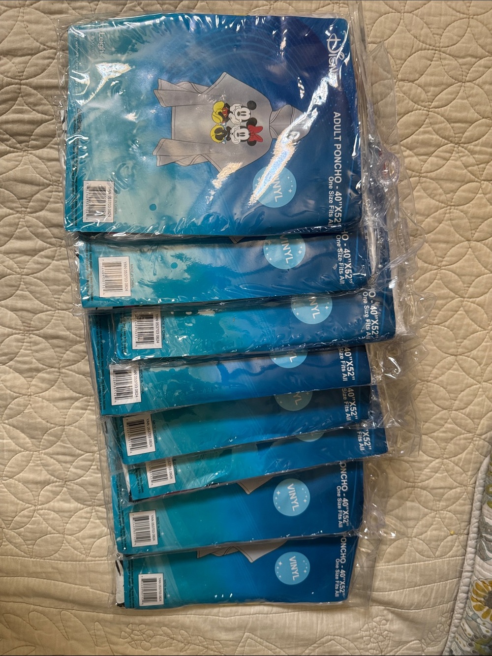 Disney transparent Vinyl Adult Poncho with Mickey & Minnie Artwork-8 quantity.